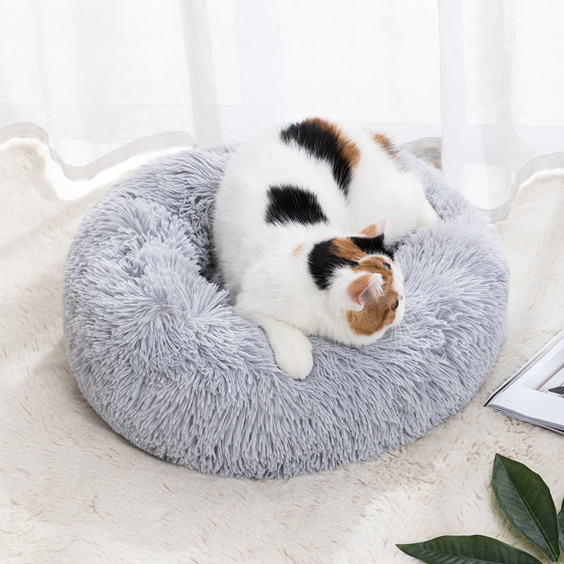 Winter Plush Round Pet Bed