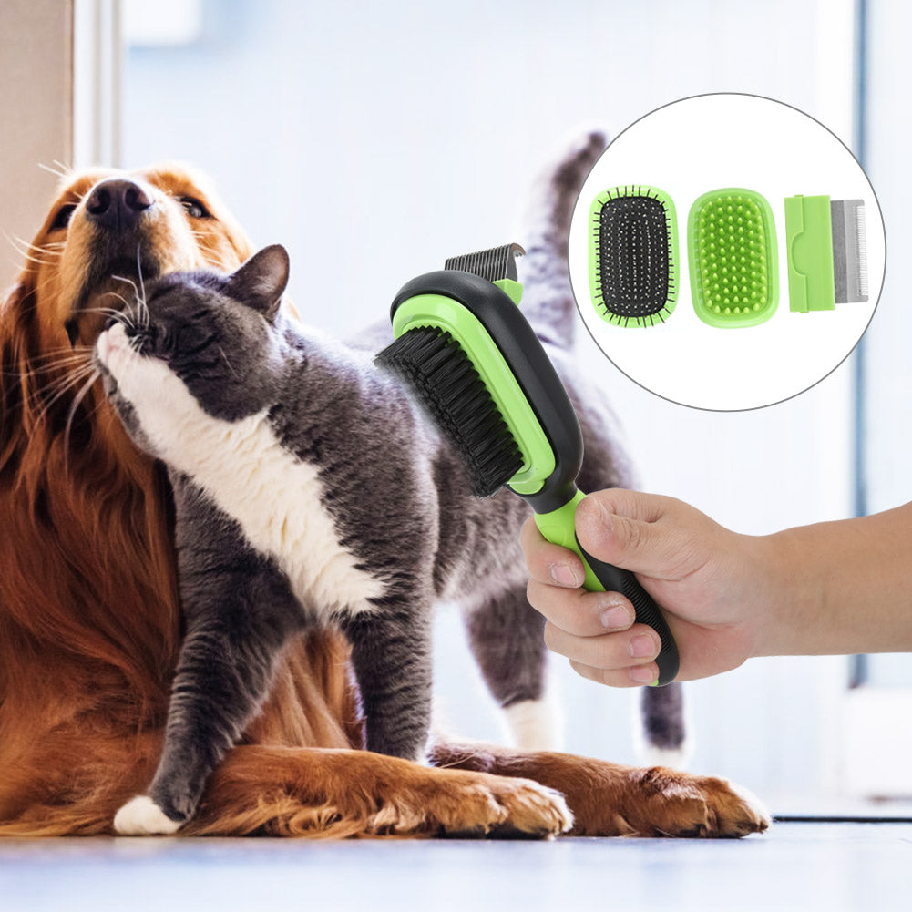 Pet Grooming Brush Set for Cleaning and De-shedding