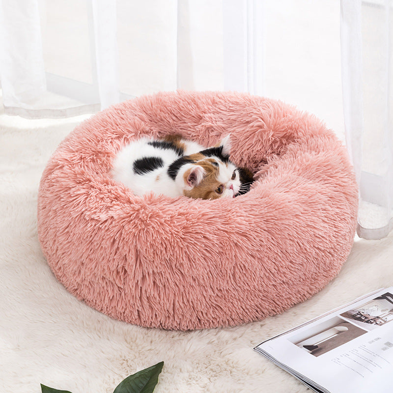 Winter Plush Round Pet Bed
