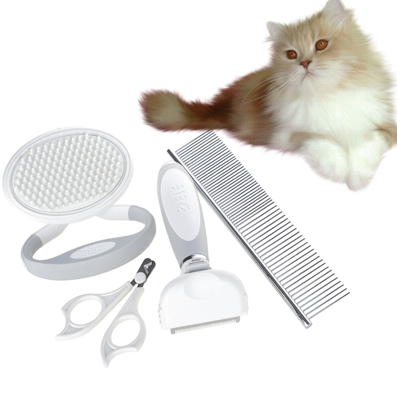 Pet Grooming Set: Nail Clippers, De-shedding Brush
