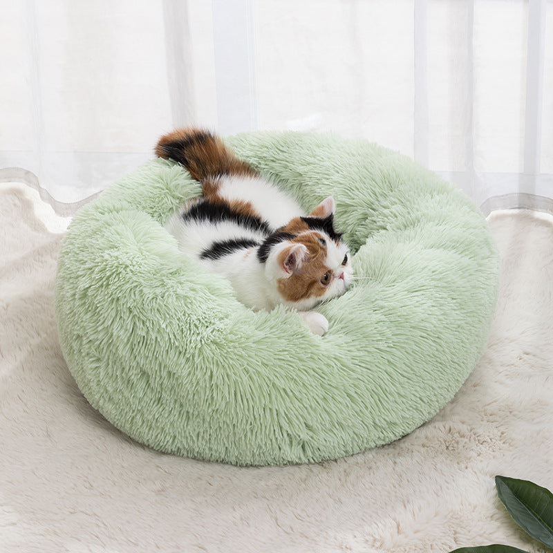 Winter Plush Round Pet Bed