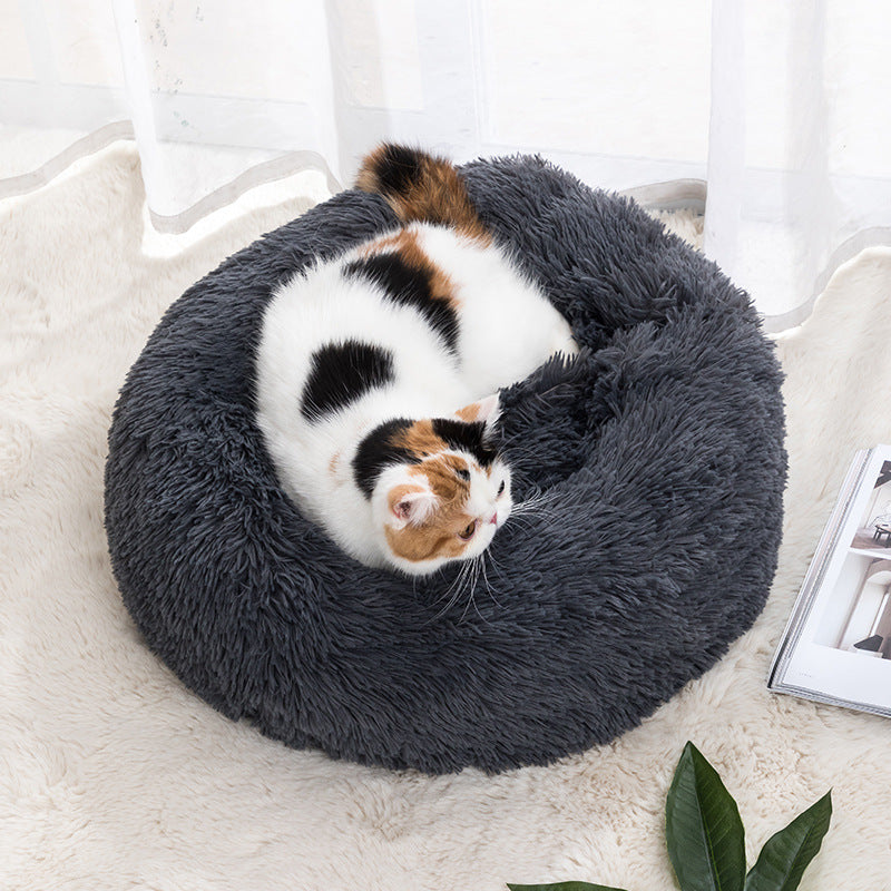 Winter Plush Round Pet Bed